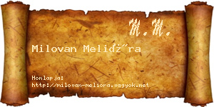 Milovan Melióra névjegykártya